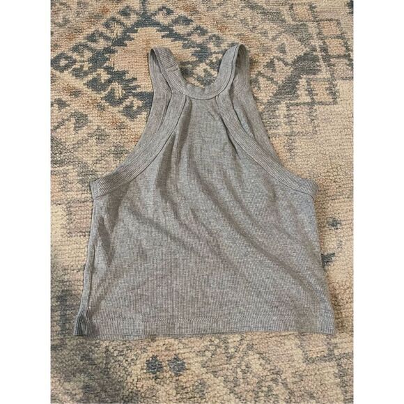 Urban outfitters truly madly deeply grey ribbed high neck crop top size M - Picture 2 of 5